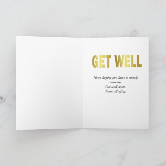 Get Well Typography Gold Kaart (Binnen)