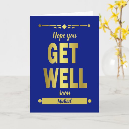 Get Well Typography Gold Kaart (Gele Bloem)