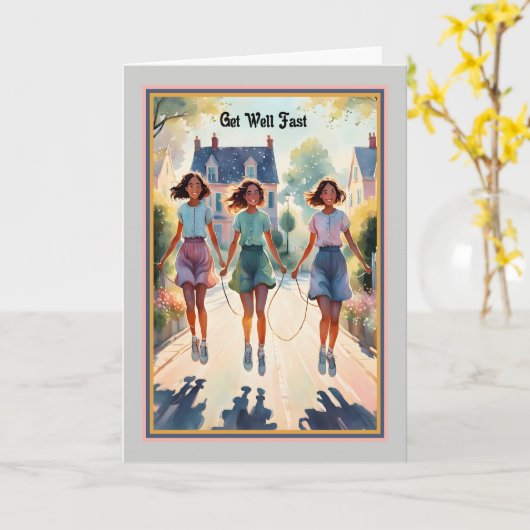 Get Well voor jonge zwarte vriend Kaart (Gele Bloem)