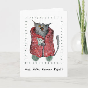 Get Well Wishes Whimsical Cosy Cat Illustratie Kaart