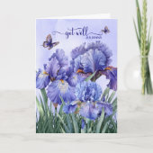 Get Well with a Purple Iris Garden and Butterflies Kaart (Voorkant)