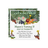 Get Wild! Aangepaste verjaardagsuitnodiging voor k Kaart (Voorkant / Achterkant in situ)
