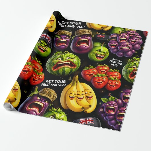 Get your fruit and veg premium wrapping paper make cadeaupapier (Uitgerold)