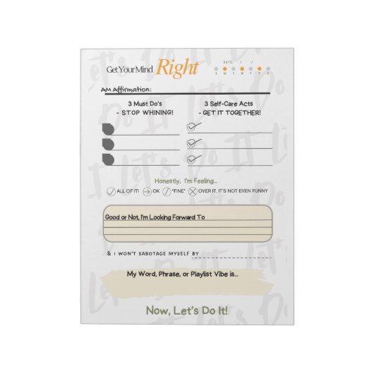 Get Your Mind RIGHT – 5-Minute Journal Notepad Notitieblok (Linkerzijde)
