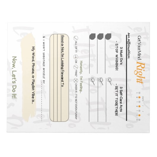 Get Your Mind RIGHT – 5-Minute Journal Notepad Notitieblok (Voorkant)