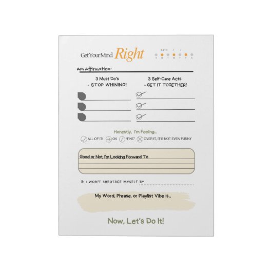 Get Your Mind RIGHT – 5-Minute Journal Notepad Notitieblok (Linkerzijde)