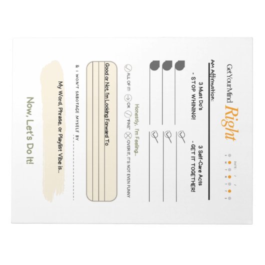 Get Your Mind RIGHT – 5-Minute Journal Notepad Notitieblok (Voorkant)