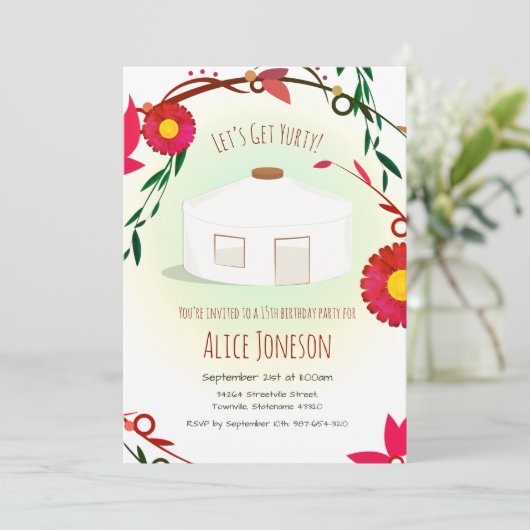 Get Yurty Birthday Uitnodiging (Staand voorkant)