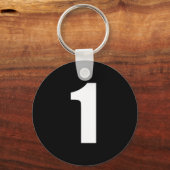 getal 1 in wit op zwarte sleutelhanger (Voorkant)