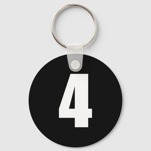 getal 4 in wit op zwarte sleutelhanger (Voorkant)
