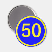 getal, 50, in een cirkel magneet (Voorkant / Achterkant)