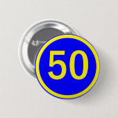 getal, 50, in een cirkel ronde button 5,7 cm (Voorkant /achterkant)