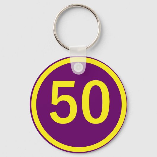 getal, 50, in een cirkel sleutelhanger (Voorkant)