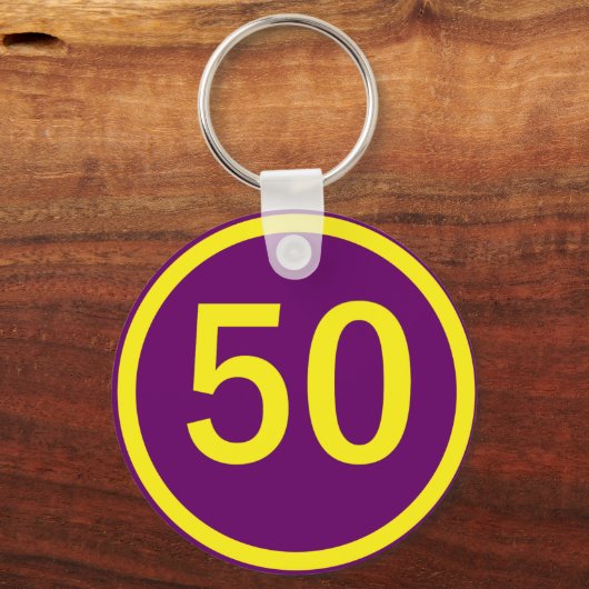 getal, 50, in een cirkel sleutelhanger (Voorkant)