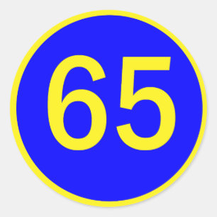 getal 65 in een cirkel ronde sticker