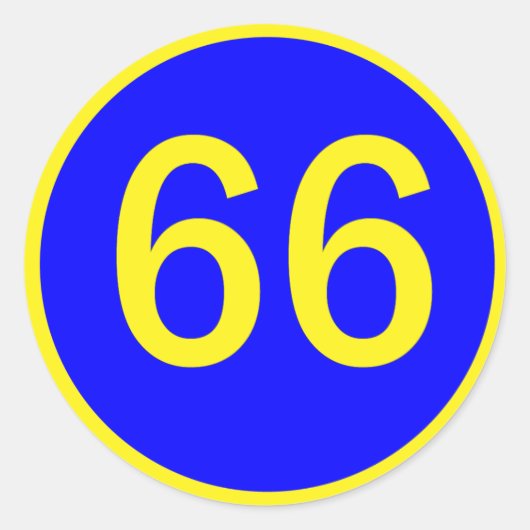 getal 66 in een cirkel ronde sticker (Voorkant)