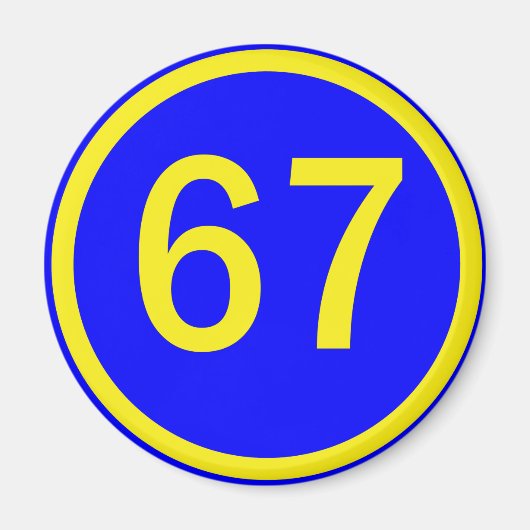getal 67 in een cirkel magneet (Voorkant)
