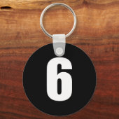 getal 6 in wit op zwarte sleutelhanger (Voorkant)