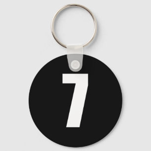 getal 7 in wit op zwarte sleutelhanger