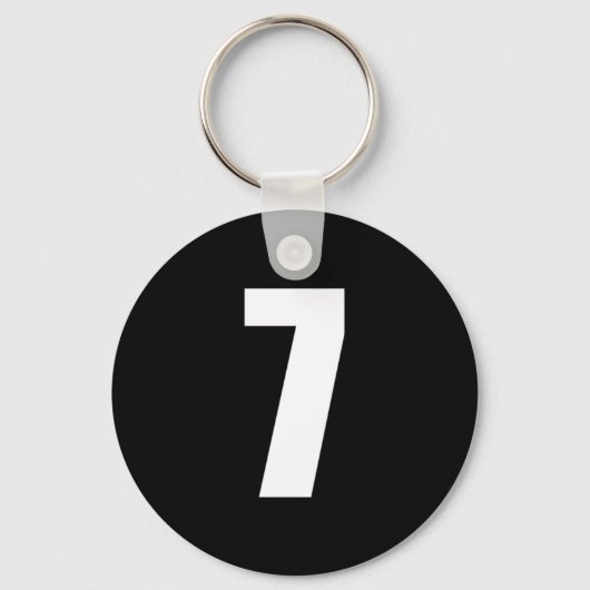 getal 7 in wit op zwarte sleutelhanger (Voorkant)