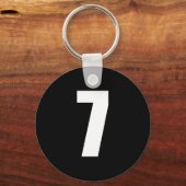 getal 7 in wit op zwarte sleutelhanger (Voorkant)