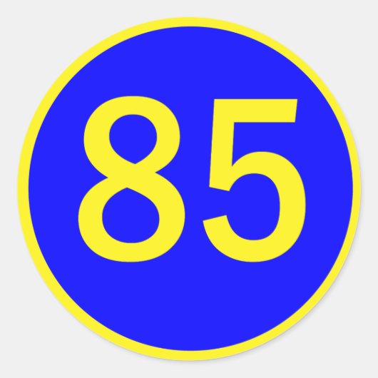 getal 85 in een cirkel ronde sticker (Voorkant)