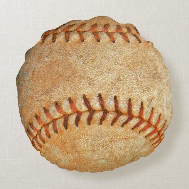 getal White Baseball Rond Kussen (Achterkant)