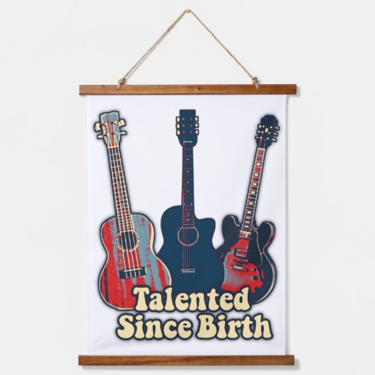 Getalenteerd sinds de geboorte. retrokleurige gita hangend wandkleed (Voorkant)