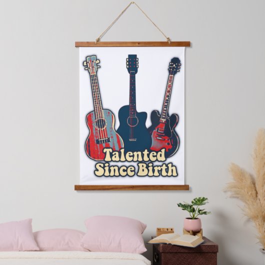 Getalenteerd sinds de geboorte. retrokleurige gita hangend wandkleed (Slaapkamer)