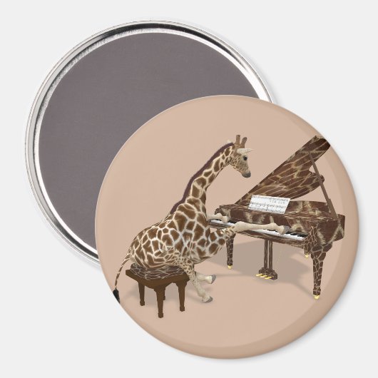 Getalenteerde Giraffe Plays Grand Piano Magneet (Voorkant / Achterkant)