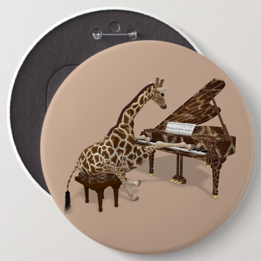 Getalenteerde Giraffe Plays Grand Piano Ronde Button 6,0 Cm (Voorkant /achterkant)