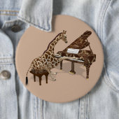 Getalenteerde Giraffe Plays Grand Piano Ronde Button 6,0 Cm (In situ)