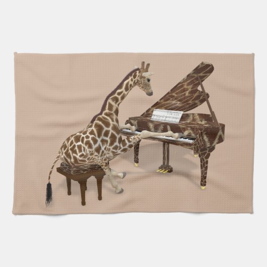 Getalenteerde Giraffe Plays Grand Piano Theedoek (Horizontaal)