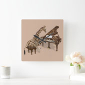 Getalenteerde Giraffe Plays Grand Piano Vierkante Klok (Huis)