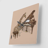 Getalenteerde Giraffe Plays Grand Piano Vierkante Klok (Hoek)