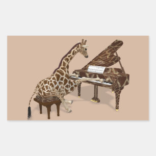 Getalenteerde Giraffe Speelt op Groot Piano Rechthoekige Sticker