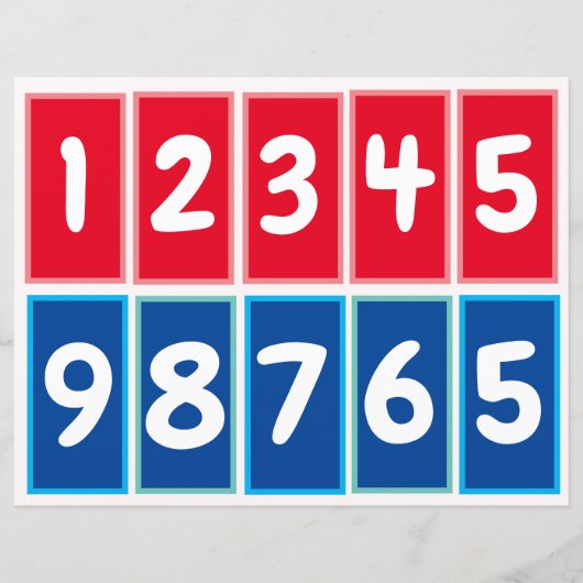 Getallen 1 tot 9 om paren van tientallen te oefene (Voorkant)