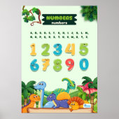 Getallen met dinosaurussen poster (Voorkant)