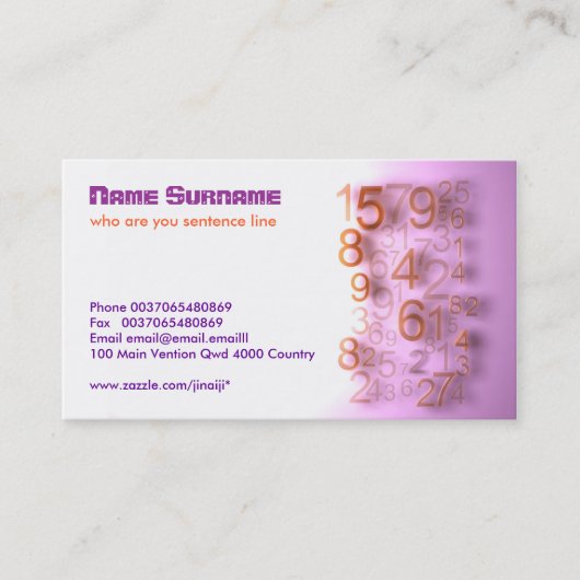 getallen modern visitekaartje (Voorkant)