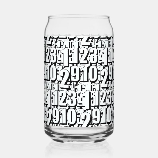 Getallen zwart wit blikvorm glas (Achterkant)