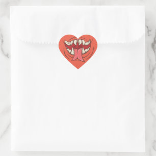 Getande monster mond hart sticker