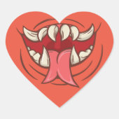 Getande monster mond hart sticker (Voorkant)