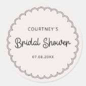 Getande rand bruiloft label voor een bruidsdouche (Voorkant)