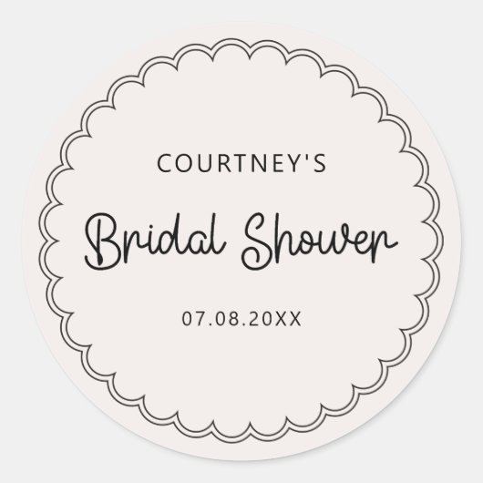 Getande rand bruiloftsshower label (Voorkant)