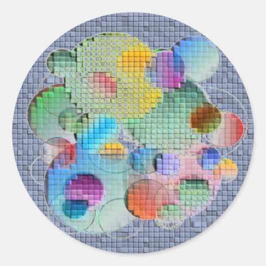 Getankte geometrische cirkels ronde sticker (Voorkant)