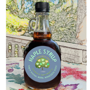 Getapt met Liefde Maple Syrup Boom & Harten Ronde Sticker
