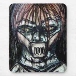 Getapte Patient in Dwangsjak Houtskool Kunst Muismat