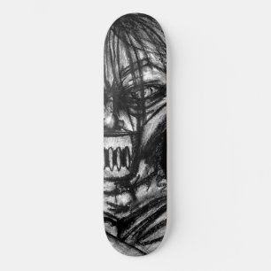 Getapte Patient in Dwangsjak Houtskool Kunst Persoonlijk Skateboard