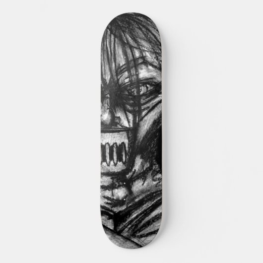 Getapte Patient in Dwangsjak Houtskool Kunst Persoonlijk Skateboard (Voorkant)