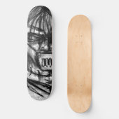 Getapte Patient in Dwangsjak Houtskool Kunst Persoonlijk Skateboard (Voorkant)